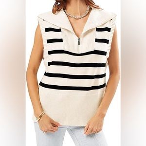 WeWoreWhat Half Zip Sweater Vest black/white